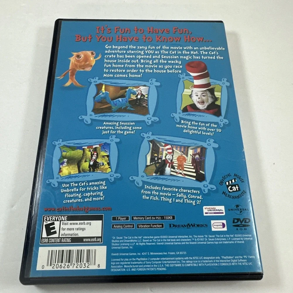 Dr Seuss The Cat in the Hat Sony PlayStation 2 Everyone 2003 Used